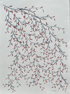 Cascading Leaves in Rose Tones, 2021, watercolor on watercolor paper, 18 x 24 in. / 45.72 x 60.96 cm.