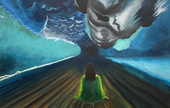 Abîme, 2024, acrylic on canvas with wood frame, 28.5 x 43.5 in. / 72.39 x 110.49 cm.