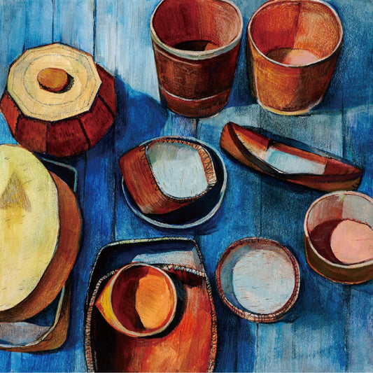 Fragments of Timelessness - Afternoon, 2023, watercolor and color pencil on paper, 12 x 12 in. / 30.48 x 30.48 cm.