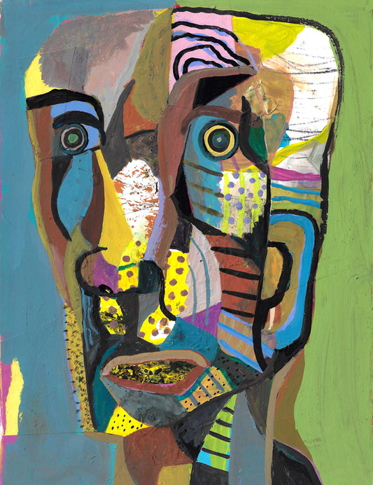 American Portraits from the Zeitgeist,No.2, 2025, acrylic on paper, 12 x 9 in. / 30.48 x 22.86 cm.