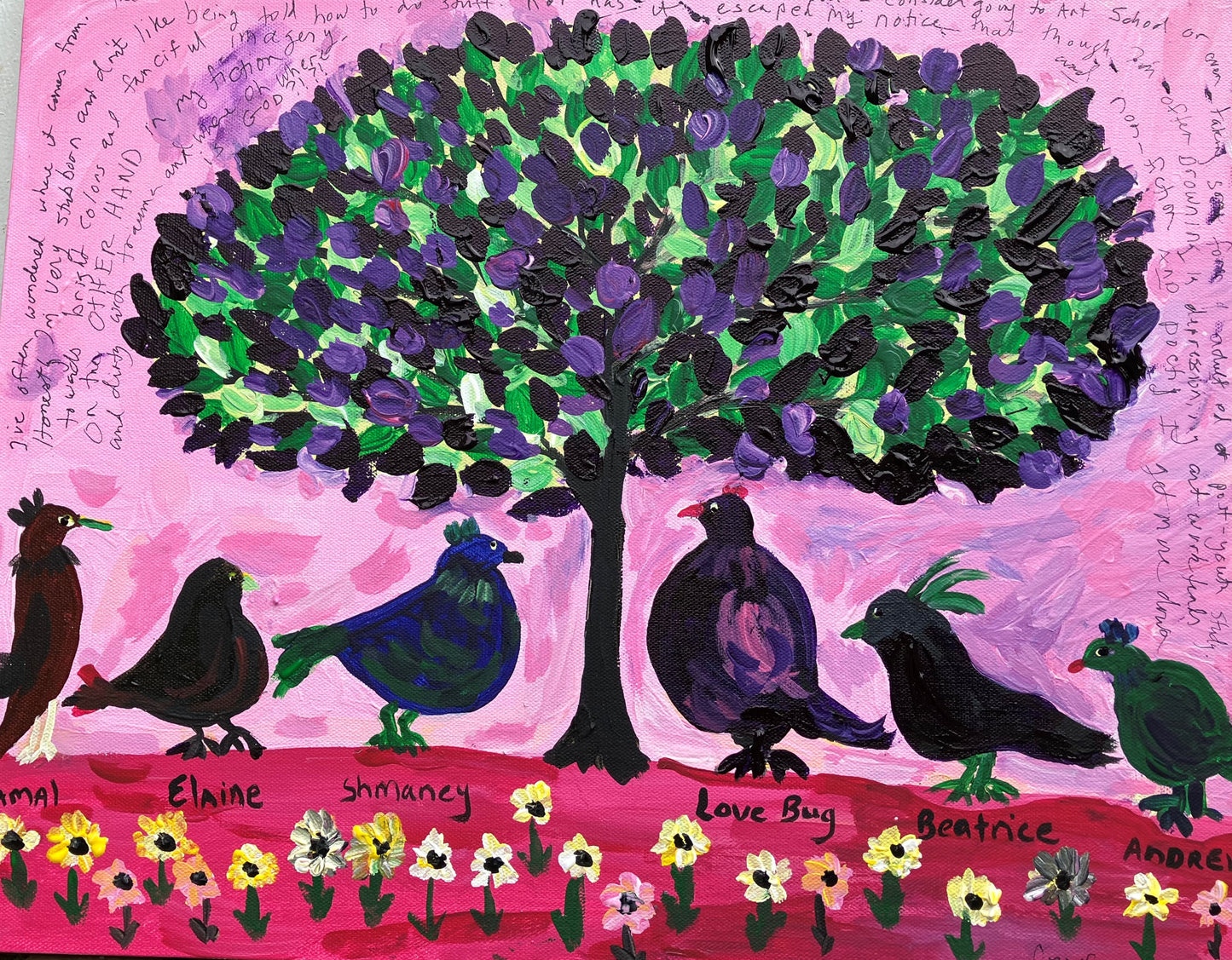 Birds, 2023, mixed media on canvas, 16 x 20 in. / 40.64 x 50.8 cm.