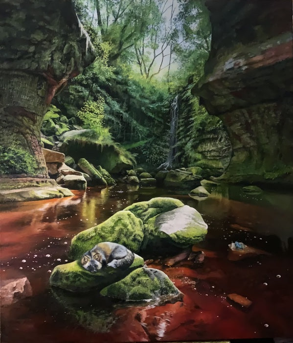 Black Fox, 2023, oil painting, 48 x 40 in. / 121.92 x 101.6 cm.
