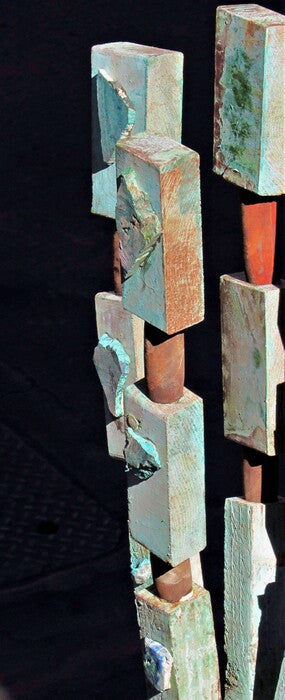 Blue Notes, 2018, mixed media, 48 x 16 x 16 in. / 121.92 x 40.64 x 40.64 cm.