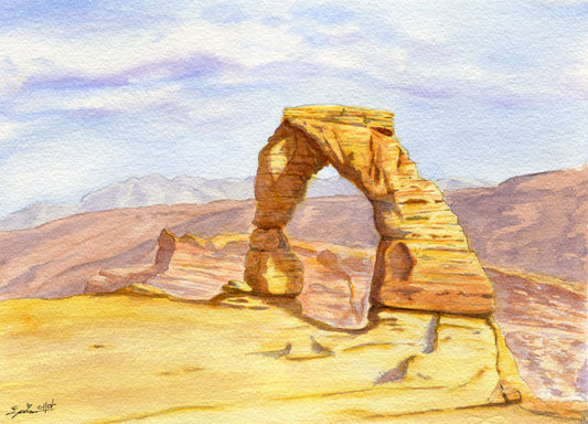 Reverie - Delicate Arch, 2023, watercolor on cold press, 9 x 13 in. / 22.86 x 33.02 cm.
