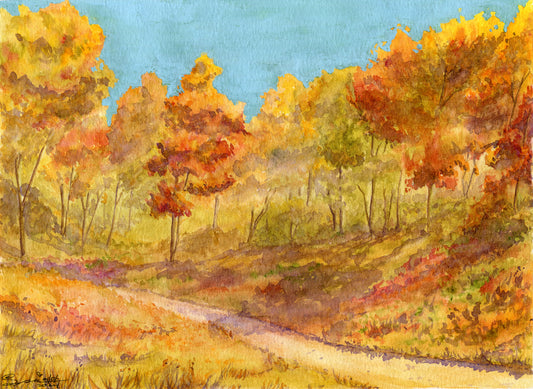 Little Steps and Even Breaths, 2024, watercolor and gouache on cold press, 8 x 11 in. / 20.32 x 27.94 cm.