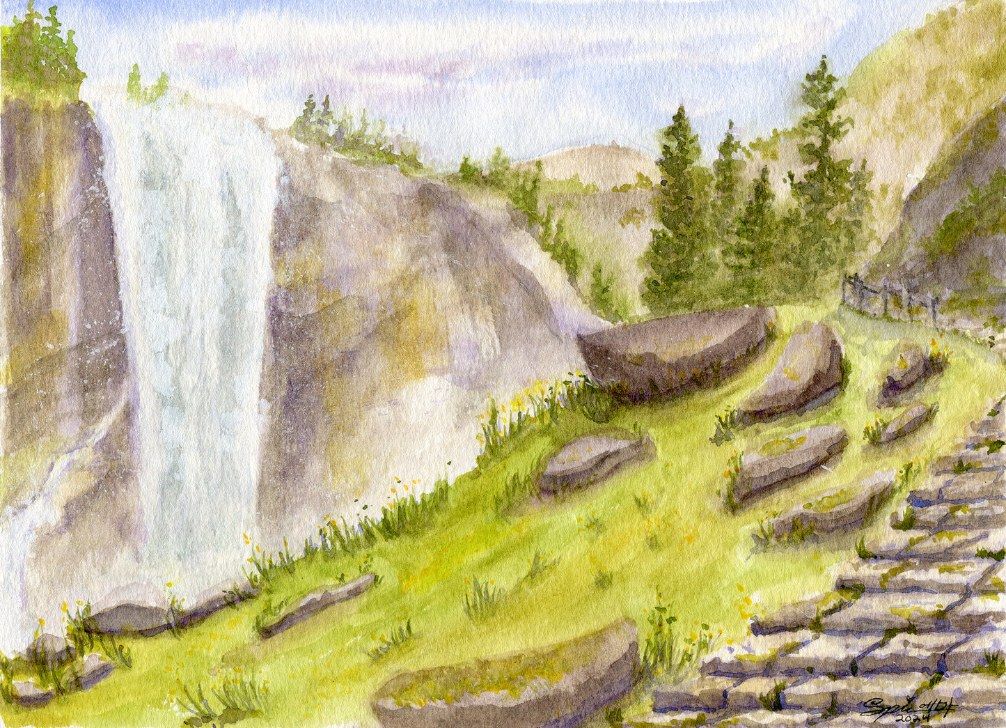 Mist Trail, 2024, watercolor on cold press, 8 x 11 in. / 20.32 x 27.94 cm.