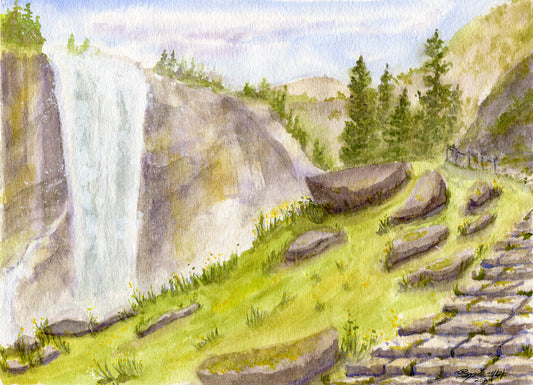 Mist Trail, 2024, watercolor on cold press, 8 x 11 in. / 20.32 x 27.94 cm.