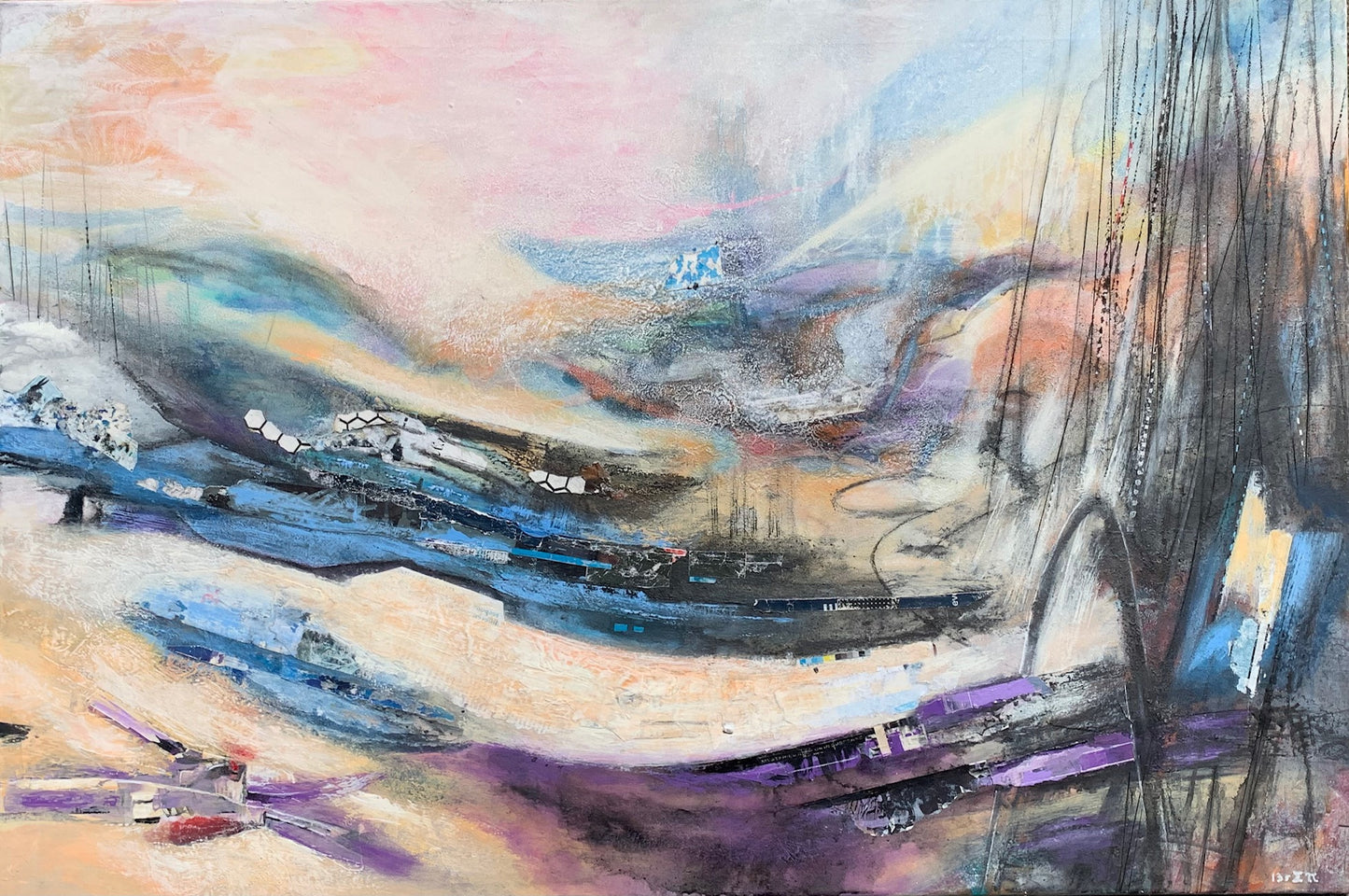 Lullaby, 2025, mixed media, 24 x 36 in. / 60.96 x 91.44 cm