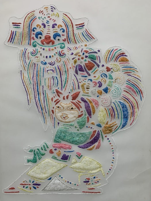 Chinese New Year Celebration 2, 2016, parch-embroiderment, 29 x 21 cm. / 11.4 x 8.2 in.