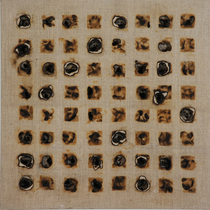 Concentration Camp #16 in North Korea, 2013, burnt linen, 30 x 30 in. / 76.2 x 76.2 cm.