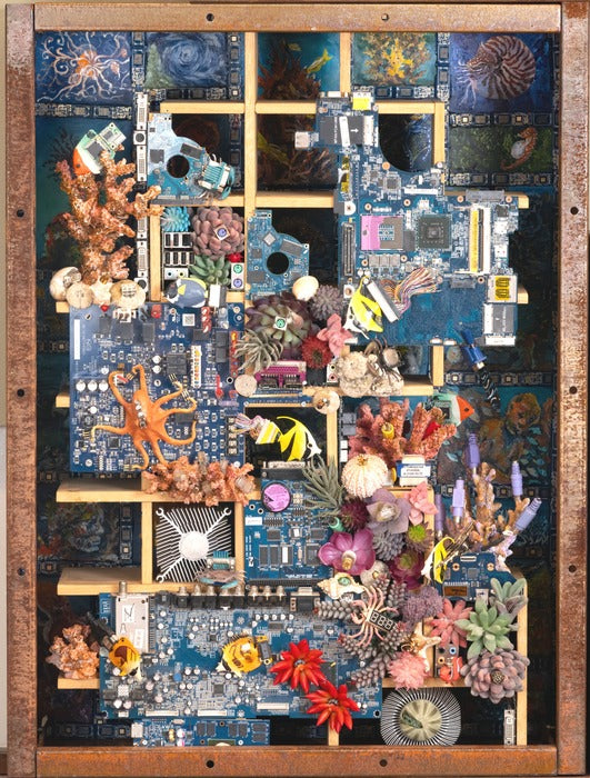Coral Reef in the Garden of Good and Evil, 2024, mixed media, 30 x 24 in. / 76.2 x 60.96 cm.