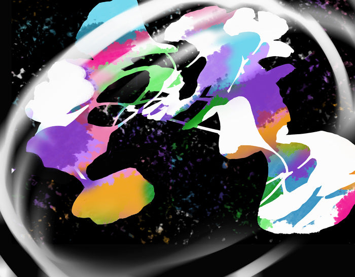 Cosmic Ginkgo Leaves, 2024, digital collage, 12 x 16 in. / 30.48 x 40.64 cm.