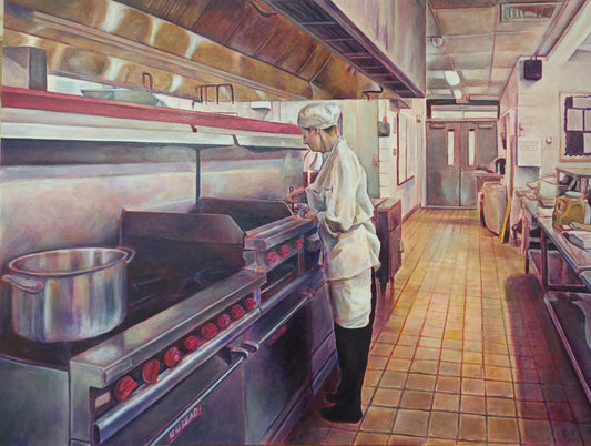 Culinary School, 2022, oil on canvas, 36 x 48 in. / 91.44 x 121.92 cm.