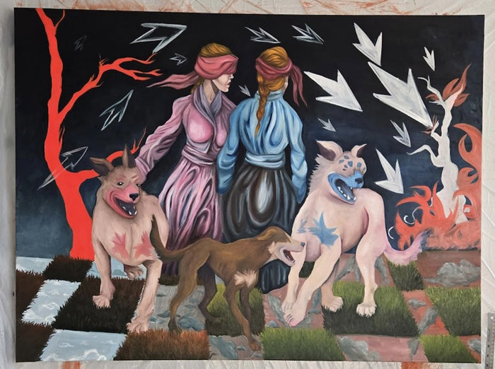 Davinci Wolves, 2025, oil on canvas, 36 x 48 in. / 91.44 x 121.92 cm.