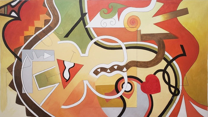 Democracy - It's Complicated, 2020, acrylic on canvas, 48 x 84 in. / 121.92 x 213.36 cm.