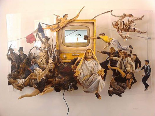 Desire, 2013, oil on masonite assemblage, 25 x 44 in. / 63.5 x 111.76 cm.