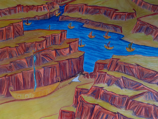 Disheartening Position, 2025, mixed media, 22 x 30 in. / 55.88 x 76.2 cm.