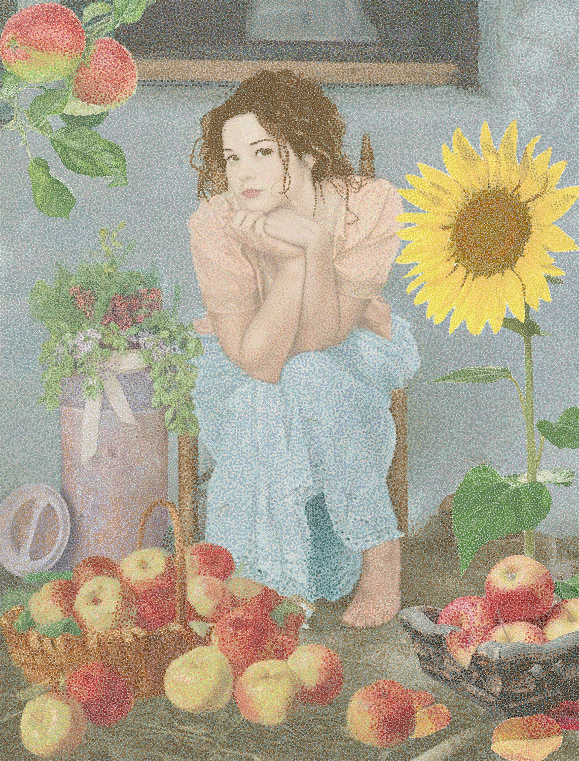 Apple Picking Season, 2026, digital painting, 20 x 28 in. / 50.8 x 71.12 cm.