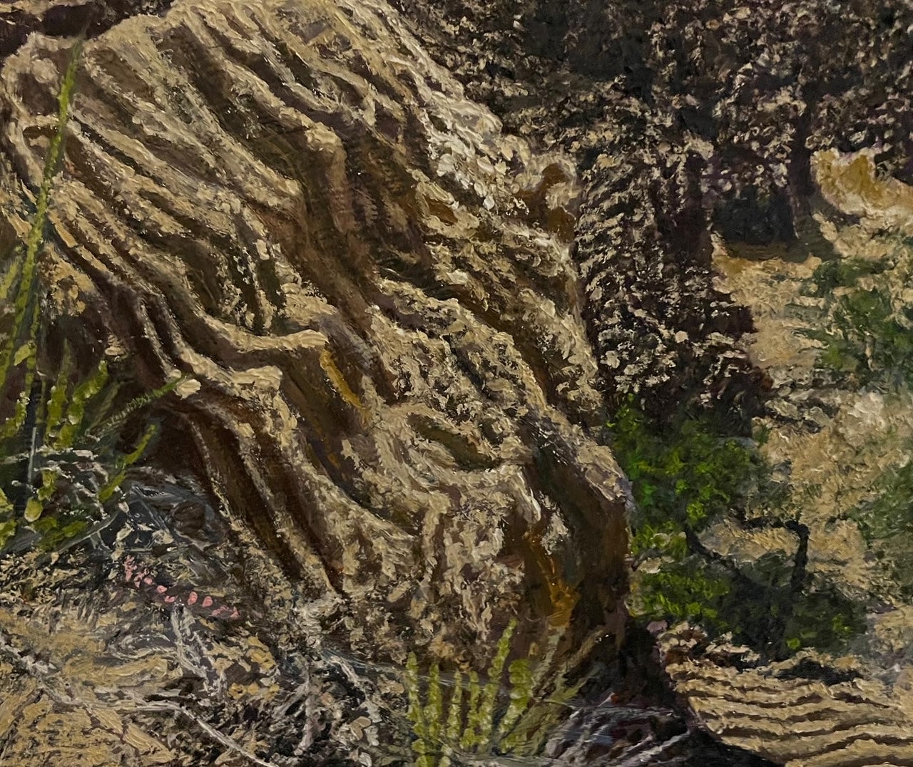 Bay Point Formation at Torrey Pines, 2022, oil on glass in frame, 22 x 30 in. / 55.88 x 76.2 cm.