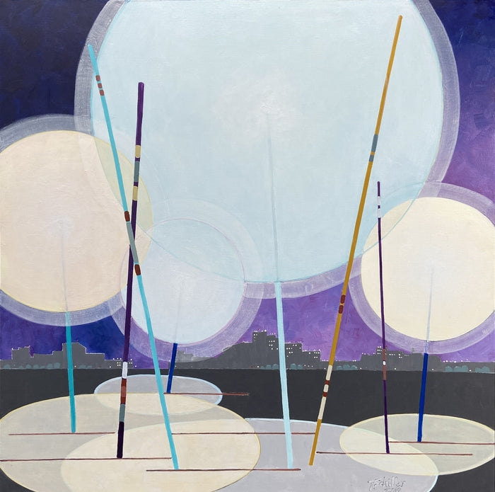Empty Parking Lot, 2023, acrylic on birch panel, 24 x 24 in. / 60.96 x 60.96 cm.