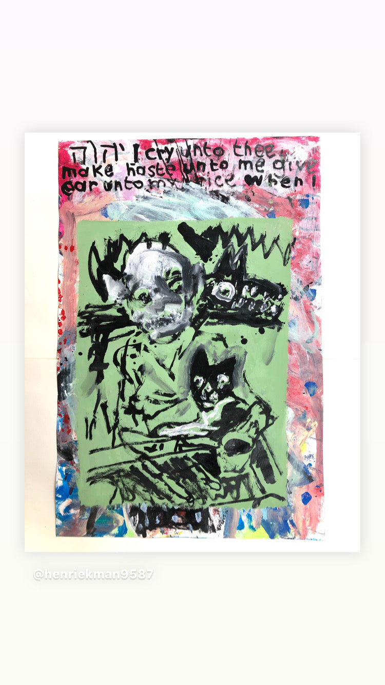 With Friends, 2023, acrylic on paper, 110 x 73 cm. / 43.3071 x 28.7402 in.