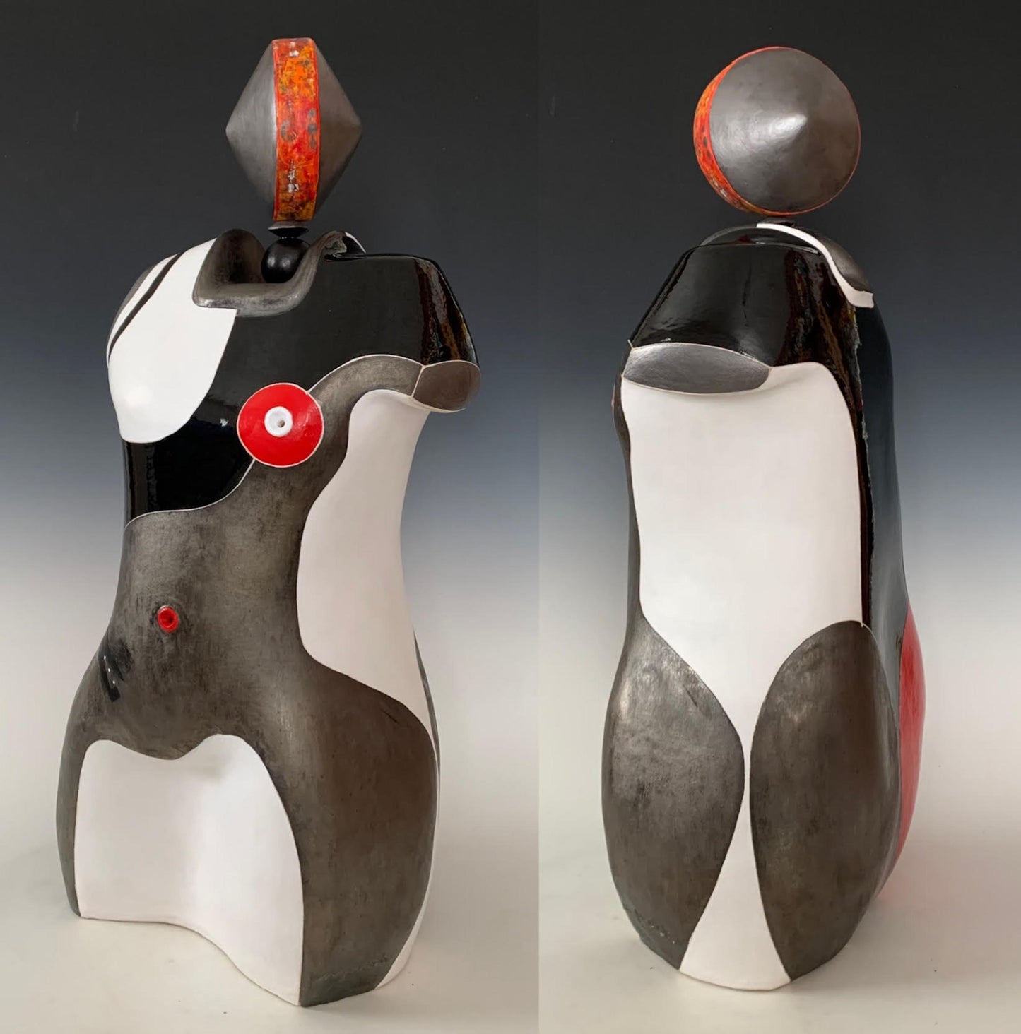 Shape Shifting, 2024, ceramic, 30 x 13 x 10 in. / 76.2 x 33.02 x 25.4 cm.