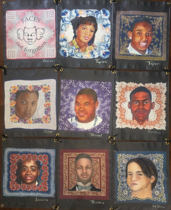 Faces Not Forgotten Chicago Quilt #1, 2017, mixed media, 5 x 4 ft. / 60 x 48 in.