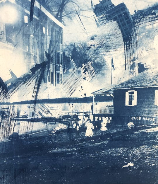 Fever Dream 3, 2023, multi-exposure cyanotype on stretched canvas, 40 x 36 in. / 101.6 x 91.44 cm.