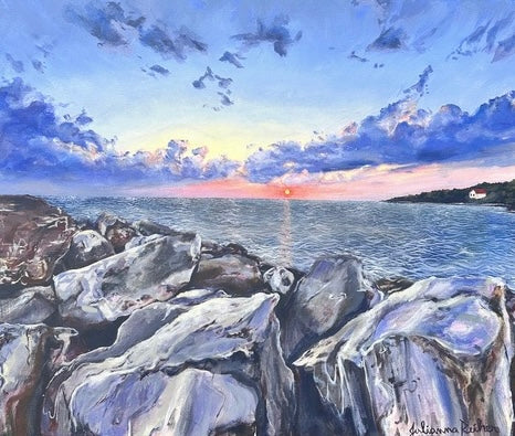 On the Rocks, 2024, acrylic, 18 x 24 in. / 45.72 x 60.96 cm.