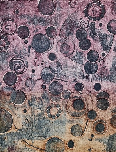 Stellar Nurseries, 2022, collagraph, 12 x 9 in. / 30.48 x 22.86 cm.