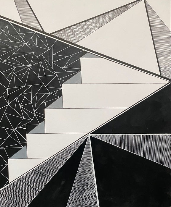 Geo, 2016, ink and acrylic on card stock, 17 x 14 in. / 43.18 x 35.56 cm.