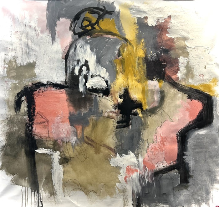 Giddy-Up, 2024, acrylic, charcoal and crayon, 48 x 48 in. / 121.92 x 121.92 cm.