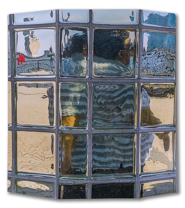 Glass Block 13, 2022, dye sublimation on hand cut aluminum, 25 x 26 in. / 63.5 x 66.04 cm.