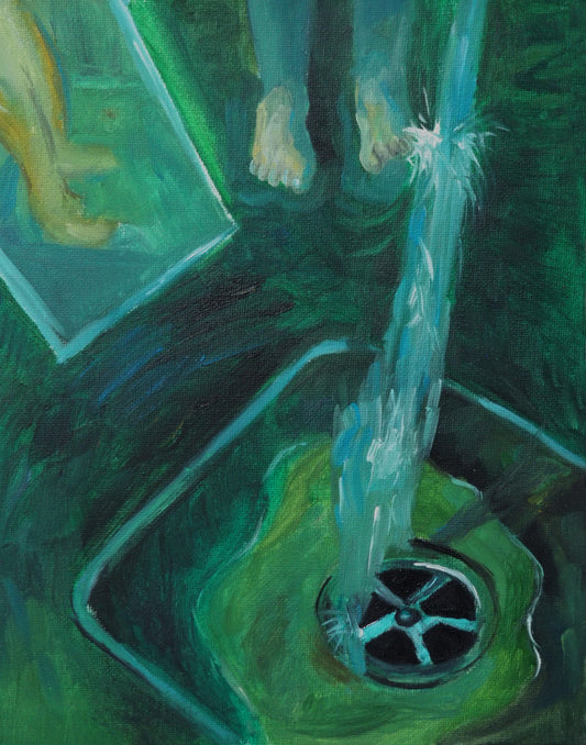 Flowing Release, 2024, oil and acrylic on canvas, 10 x 8 in. / 25.4 x 20.32 cm.