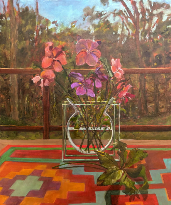 Hellebore in a Peter Hewitt Vase, 2024, oil on linen, 30 x 36 in. / 91.44 x 76.2 cm.
