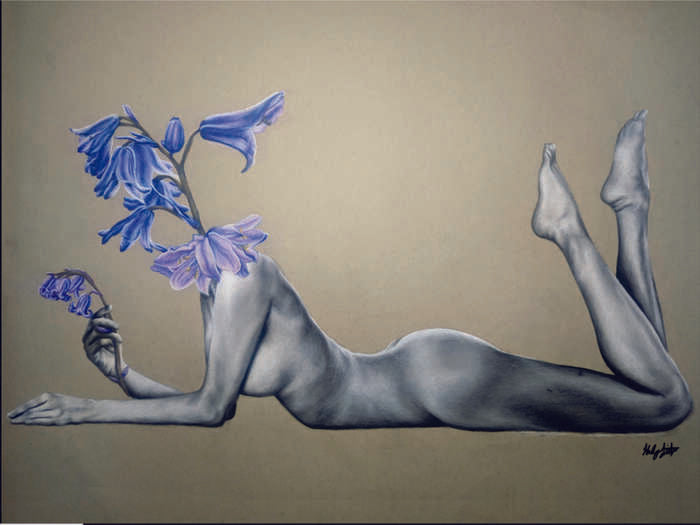 Humility, 2023, charcoal and colored pencil, 18 x 24 in. / 45.72 x 60.96 cm.