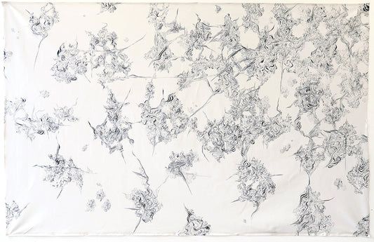 During/Diasporic Movement, 2022, ink on canvas, 154 x 222 cm. / 60.6 x 48 in.