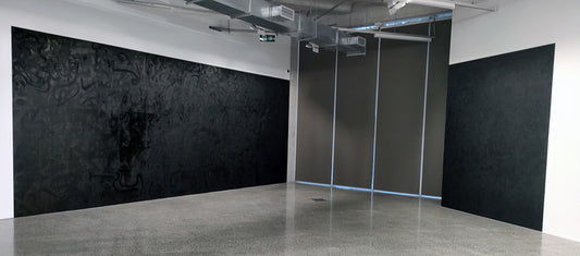 I Don't Remember What I Saw When I Drowned/Slanted I Sight, 2024, mixed media, 300 x 960 x 4 cm. / 118.1 x 377.9 x 1.5 in.