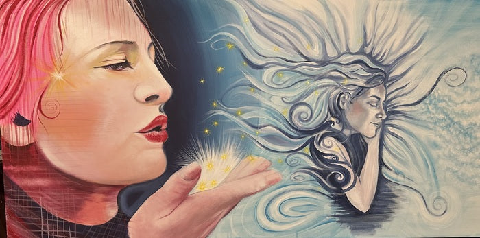 Sacred Slumber, 2024, acrylic on cardboard, 24 x 48 in. / 60.96 x 121.92 cm.