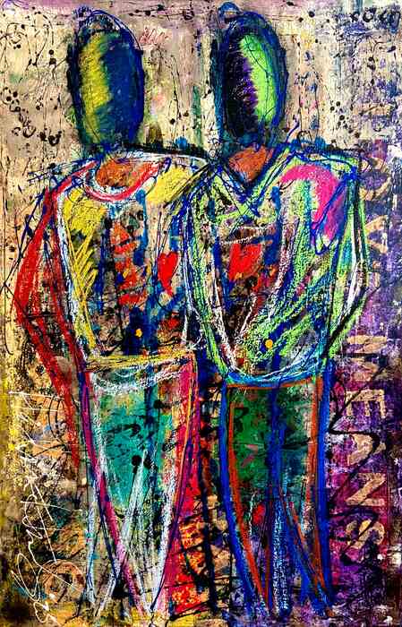 Eclipsed Hearts, 2025, mixed media, 36 x 24 in. / 91.44 x 60.96 cm.