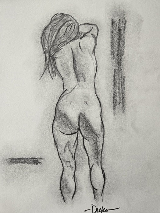 Woman Standing Figure Drawing, 2025, graphite on paper, 10 x 8 in. / 25.4 x 20.32 cm.