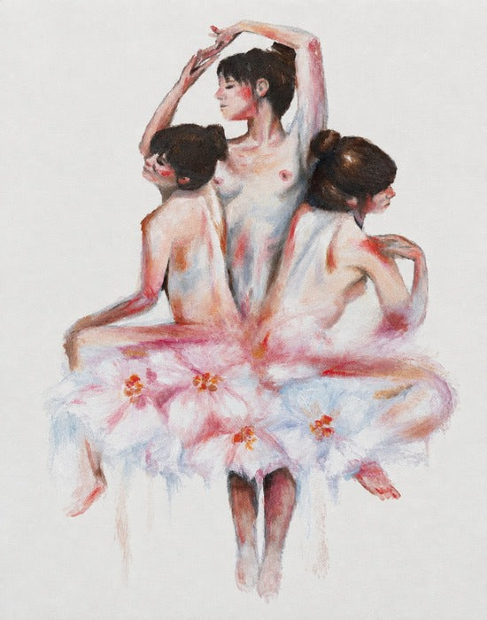 Three Ballerinas, 2026, watercolor on paper, 15 x 11 in. / 38.1 x 27.94 cm.