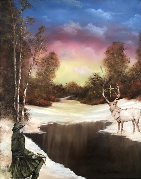 Conversion of St. Hubert, 2023, oil on canvas, 20 x 16 in. / 50.8 x 40.64 cm.
