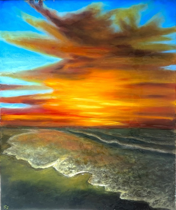 Untitled, 2023, oil and resin on canvas, 25 x 21 in. / 63.5 x 53.34 cm.
