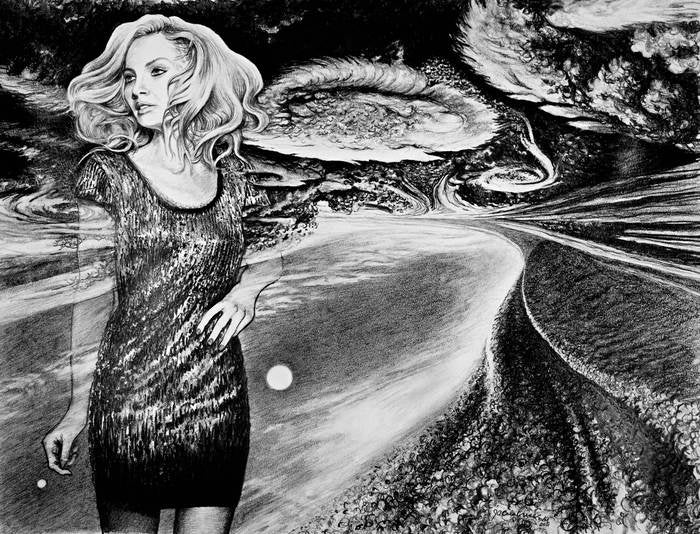 Little Girl Lost, 2013, graphite pencil on paper, 16 x 20 in. / 40.64 x 50.8 cm.