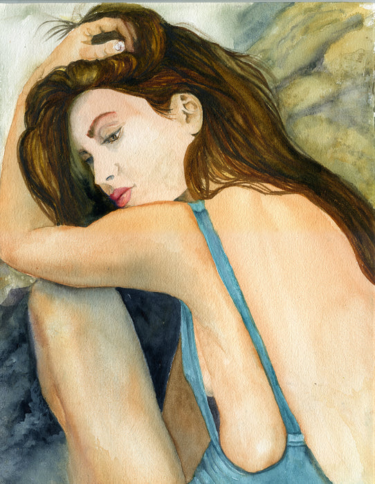 Pensive, 2019, watercolor, 11 x 15 in. / 27.94 x 38.1 cm.
