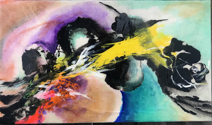 Biological Symphony, 2022, mixed media on paper, 16 x 27 in. / 40.64 x 68.68 cm.