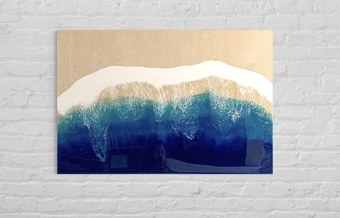 Hermosa Waves, 2024, birch wood and resin, 24 x 36 in. / 60.96 x 91.44 cm.