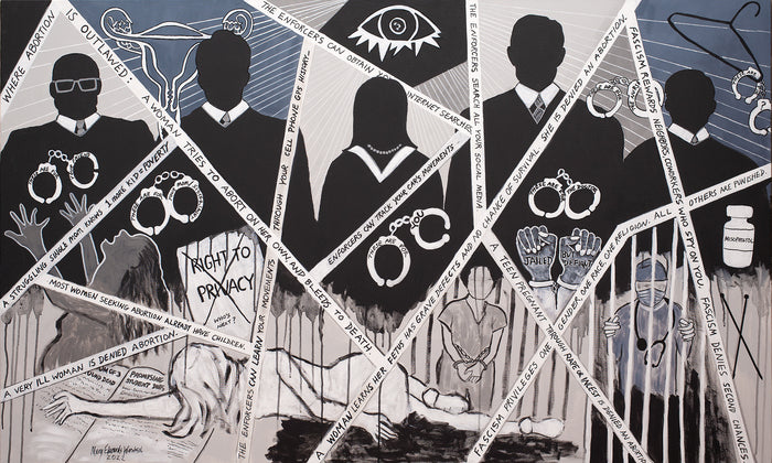 Dobbs v Jackson Health Clinic: Descent into Chaos, 2022, acrylic on canvas, 36 x 60 in. / 91.44 x 152.4 cm.