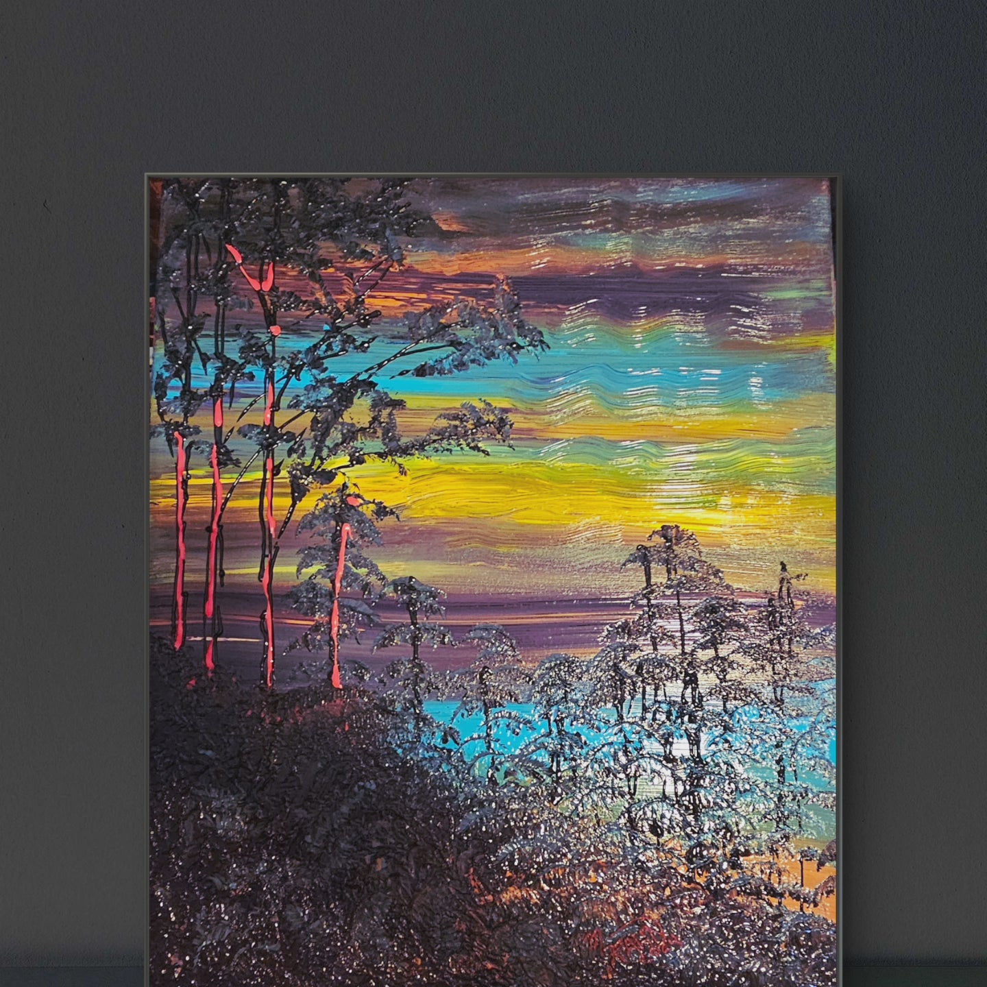 Azure and Amber, 2024, acrylic on canvas, 20 x 24 in. / 50.8 x 60.96 cm.